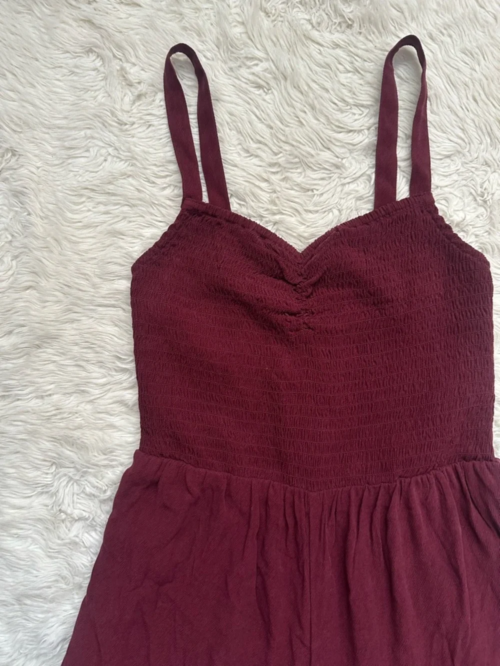Madewell The Lucie Wide-Leg Jumpsuit Smocked Bodice Cabernet Sz S NWT New